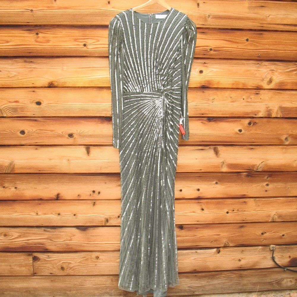 MAC DUGGAL 5641 Embellished Puff Sleeve Side Knot Gown Dress FLAW - Picture 5 of 15